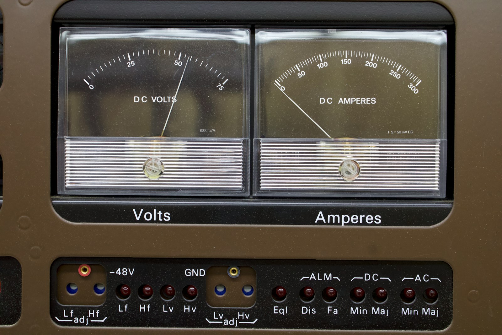 a close up of a radio with volts and ammeters